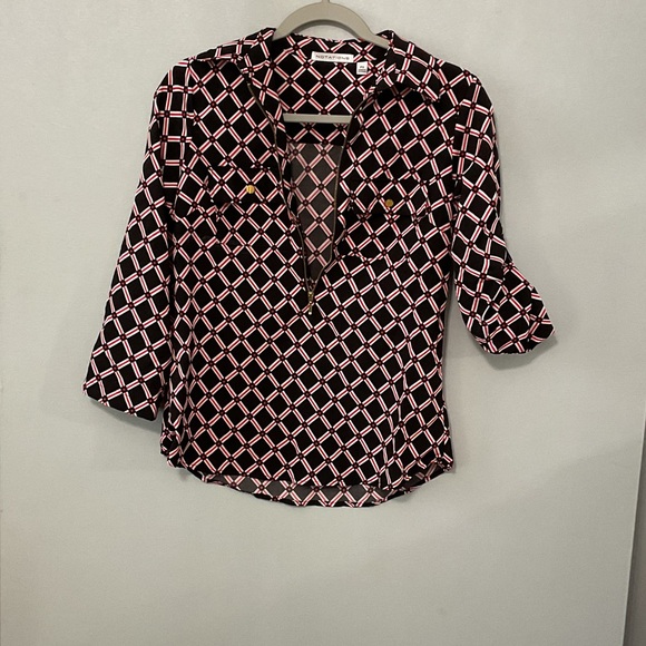Notations Black and Pink Geometric Blouse‎ - Picture 2 of 4